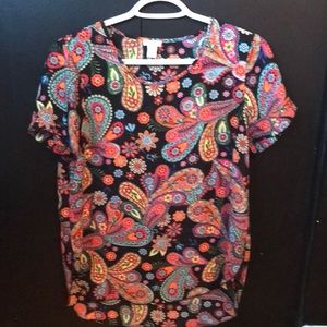 Spense Paisley and floral patterned top. Size Small.